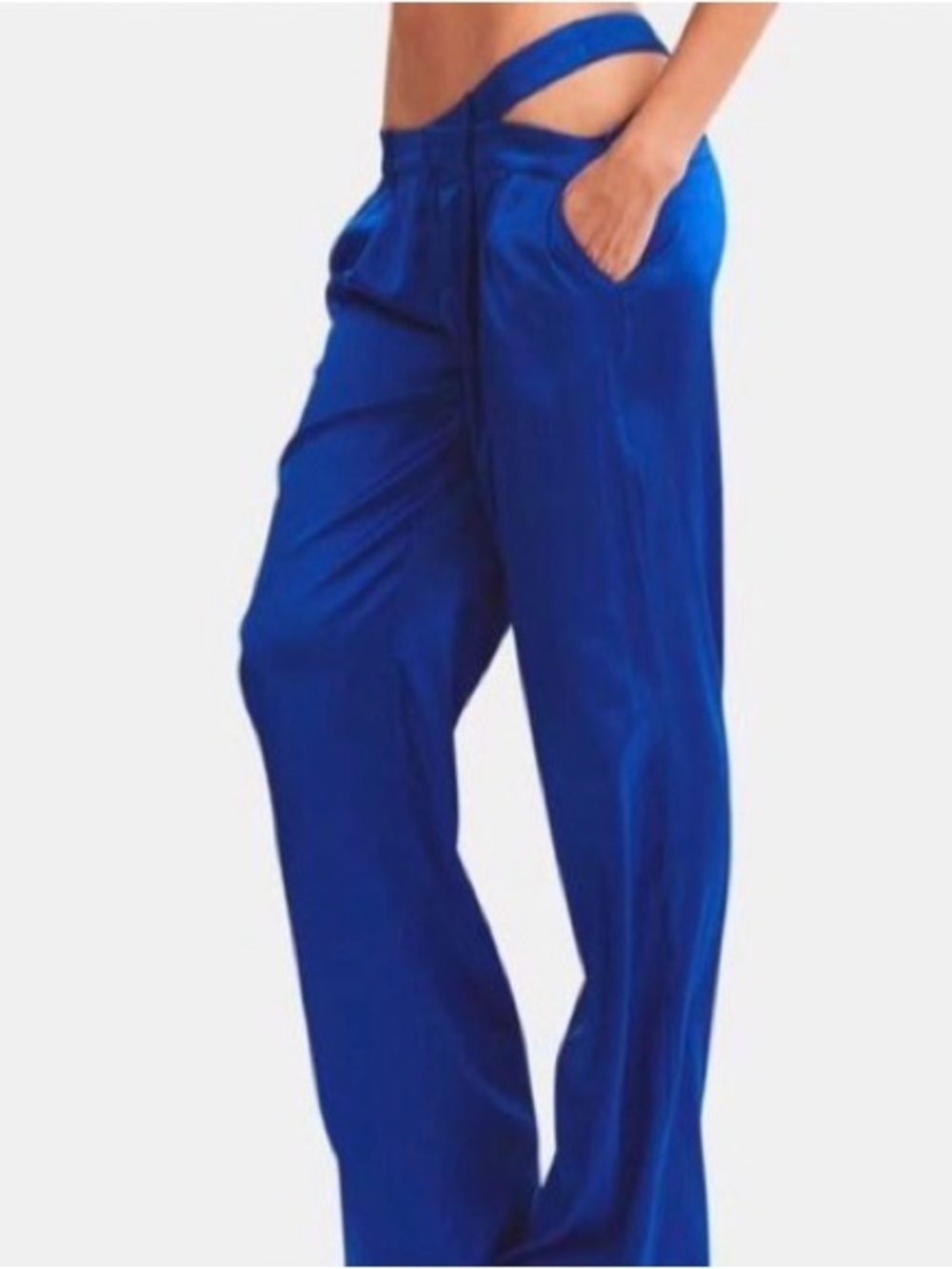 SER.O.YA retrofete Wide-Leg Satin Pants Royal blue - Picture 4 of 11